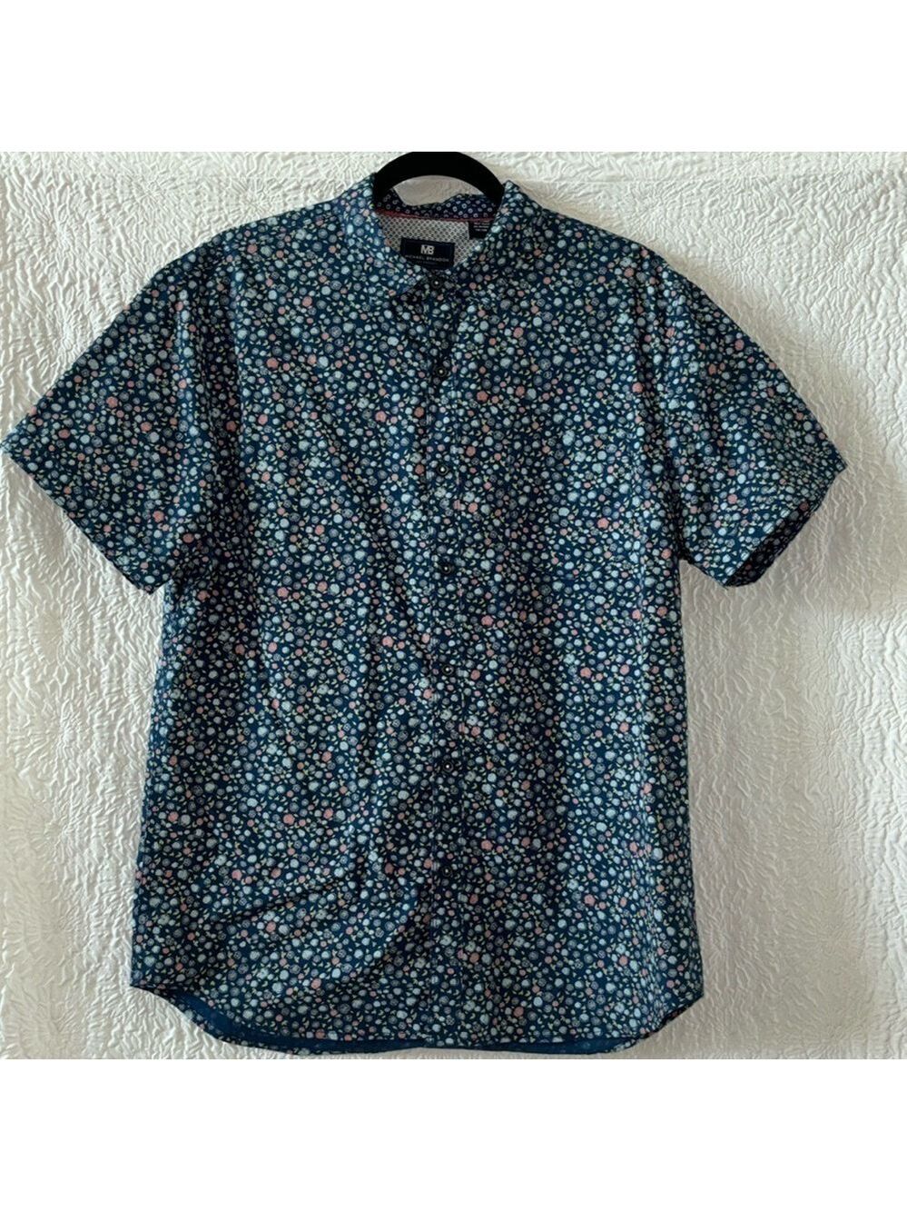 Michael Brandon Floral Print Button Down Short Sleeve Shirt